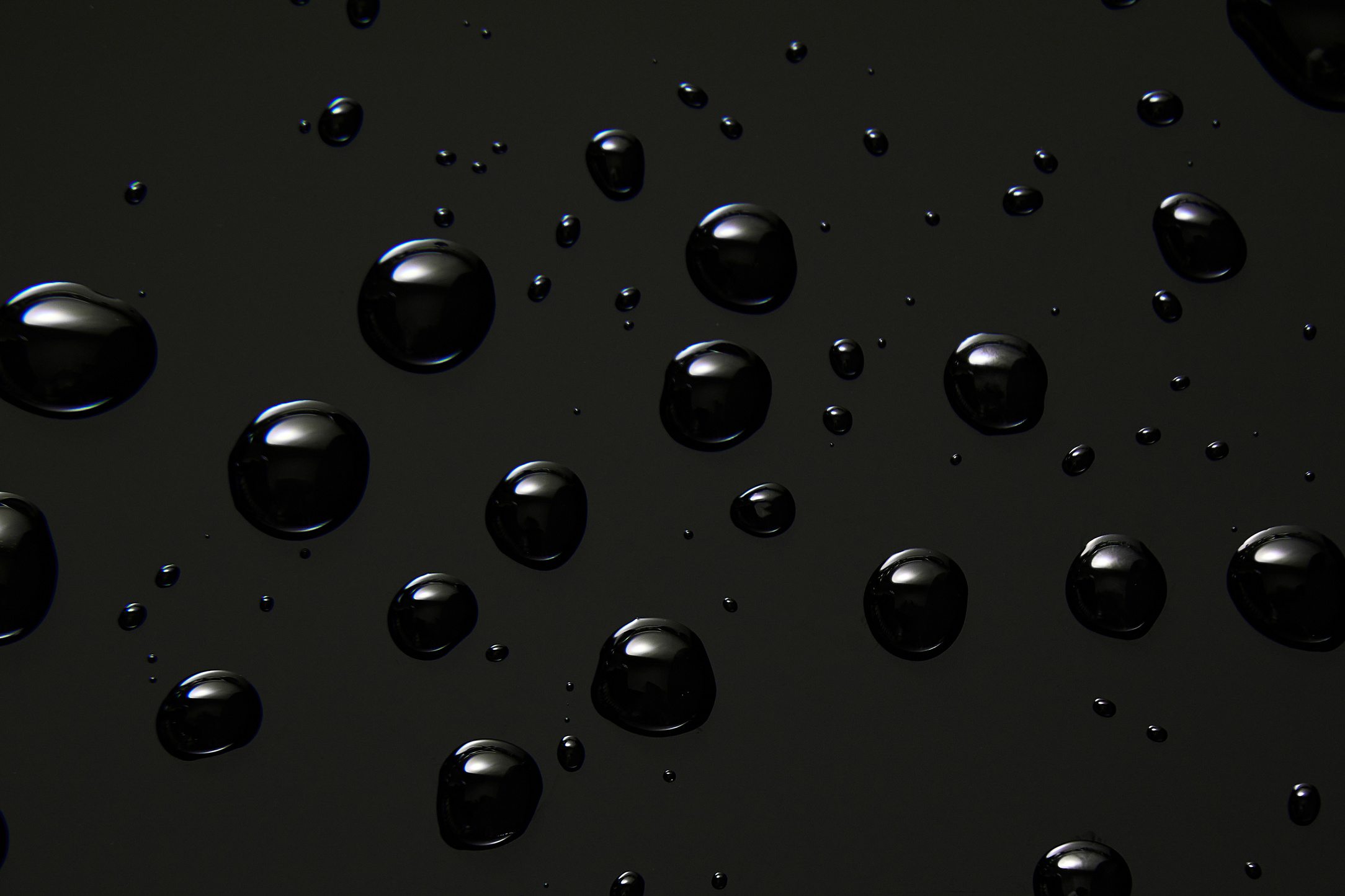 Abstract water drops on black background, macro, Bubbles close up